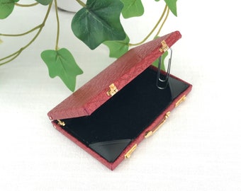 Vintage Business Card Case Red Leather