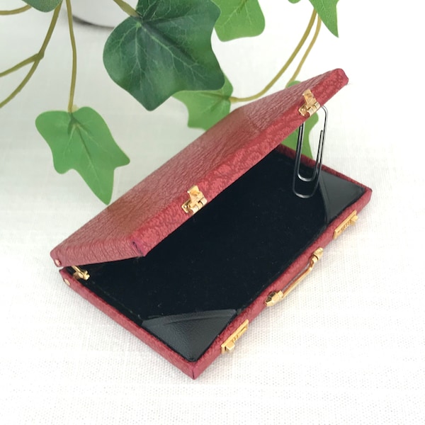 Vintage Business Card Case Red Leather