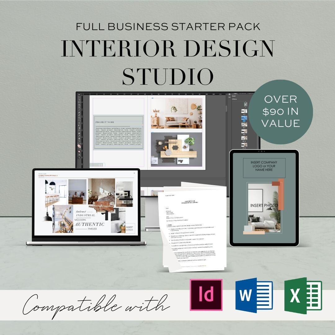 Interior Design Studio Full Business Starter Pack | 6 Customizable ...