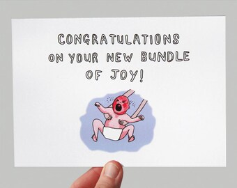 new baby funny congratulations card new baby humour cynical card inappropriate greeting cards funny greeting cards new bundle of joy
