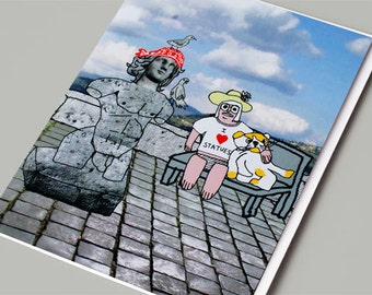 Love Card, Valentine, Romantic, Love, Valentine's Day, Funny Card, Quirky, Birthday, Illustrated Greeting Card, Statue, Cat - I LOVE STATUES