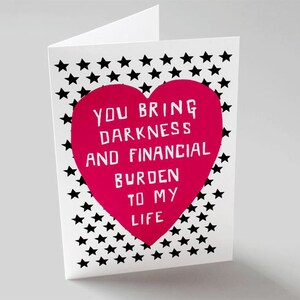Funny Valentine's Card, for husband, wife, Relationship, Dark Humour, Anti Valentine, Valentine's Love, For Him, For Her FINANCIAL BURDEN image 3