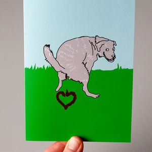 Funny Valentines Card, Valentine's Card, From the Dog, Love Card, For Husband, for Wife, Dog Valentine's - Grey Dog says I LOVE YOU