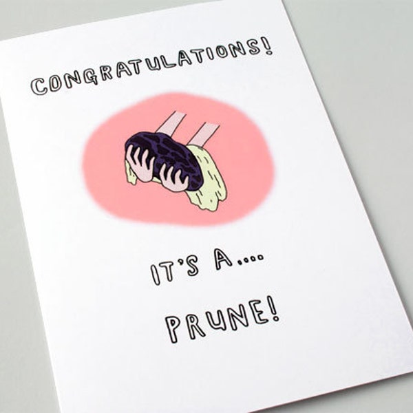 New Baby Card, New Baby Humour, Funny, Congratulations Card, Cynical Card, Dark Humour, Inappropriate Card - Congratulations It's a prune
