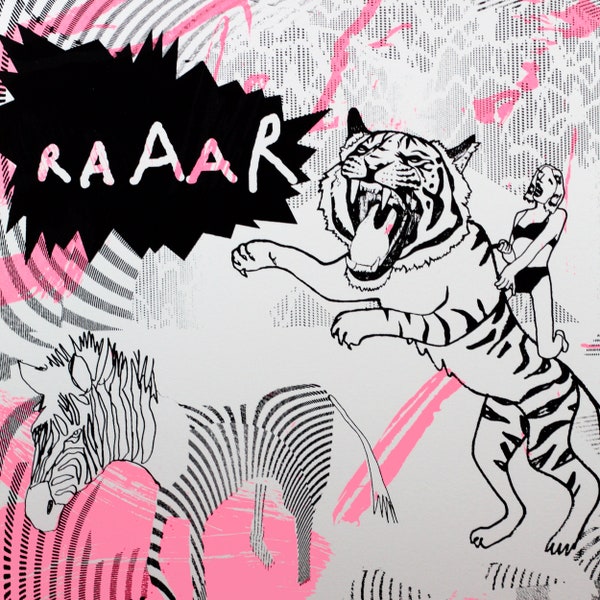 Tiger Screen print - Limited Edition Screen print - Tiger - Fluorescent - Wall Art - Animal Screenprint - Quirky Art - Tiger Raaar