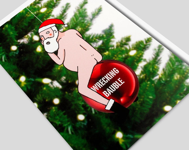 Funny Christmas Card Christmas Rude Card Naughty Santa Etsy 