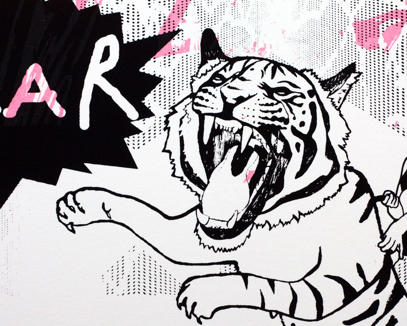 Tiger Screen print Limited Edition Screen print Tiger Fluorescent Wall Art Animal Screenprint Quirky Art Tiger Raaar image 2