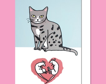 Funny Mothers Day Card From the Cat, Cat Mum, Love the Cat, Funny Mothers Day Card, Cat lady - CAT AND MOUSE