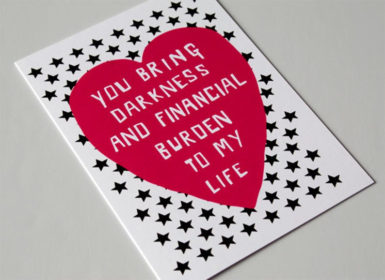Funny Valentine's Card, for husband, wife, Relationship, Dark Humour, Anti Valentine, Valentine's Love, For Him, For Her FINANCIAL BURDEN image 2