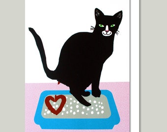 Cat Valentines Card, Funny Valentine's Card, From the Cat, Love Card, For Husband, for Wife, Cat Valentines - Cat says I LOVE YOU