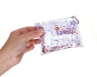 Rose Confetti Party Card wallet / clear purse, transparent card wallet, purse change