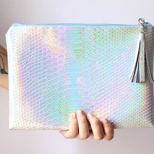 Mermaid Crossbody / Crossbody-tasche, Clutch-tasche, holographische Tasche, Regenbogentasche, cremallera de Farbe personalisierbar