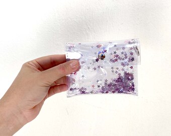 Lilac Confetti Party Card wallet / clear purse, transparent card wallet, purse change