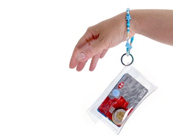Clear Card holder / Tiny card holder,  Keychain Wallet
