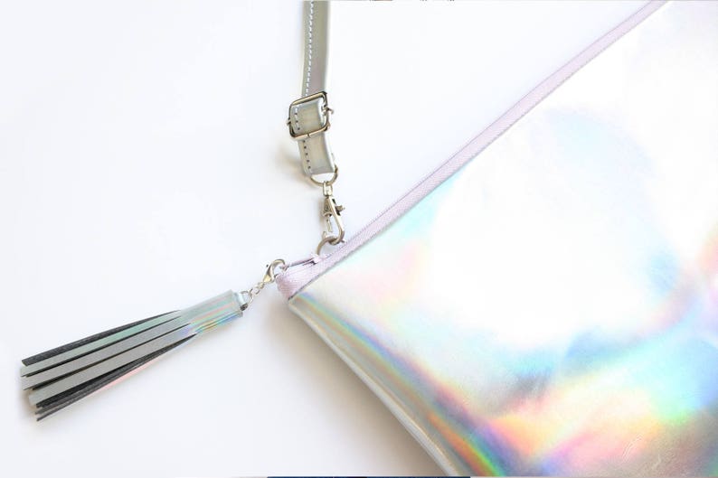 Rainbow Crossbody / Crossbody bag, clutch bag, Mermaid handbag, Holographic bag, iridescent bag, faux leather, Customizable image 5