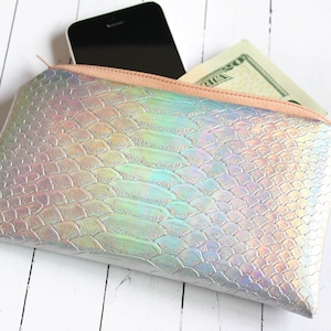 Mermaid Pouch / Holographischer Beutel, irisierender Beutel, kleiner Beutel, Pastellbeutel, anpassbarer Farb-Reißverschluss