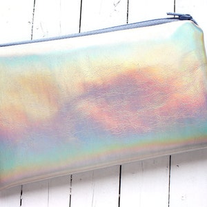 Rainbow Pouch / Holographic bag, iridescent bag, small pouch, faux leather, pastel pouch, customizable color zipper image 8