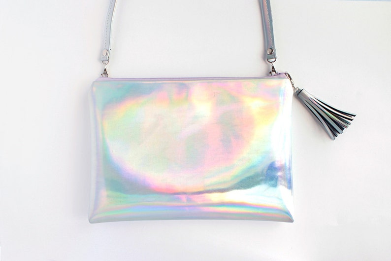 Rainbow Crossbody / Crossbody bag, clutch bag, Mermaid handbag, Holographic bag, iridescent bag, faux leather, Customizable image 4