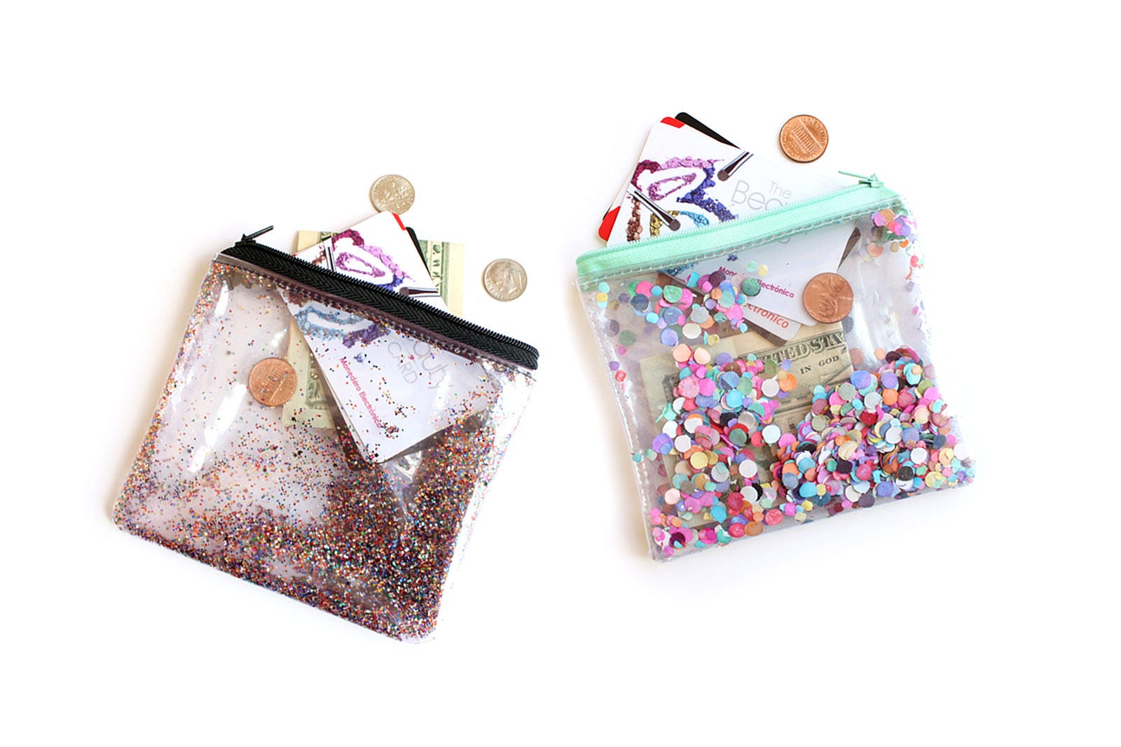 Confetti Coin purse / clear purse transparent pouch change | Etsy