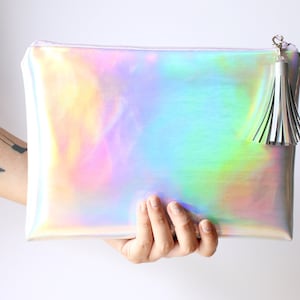 Rainbow Crossbody / Crossbody bag, clutch bag, Mermaid handbag, Holographic bag, iridescent bag, faux leather, Customizable image 1