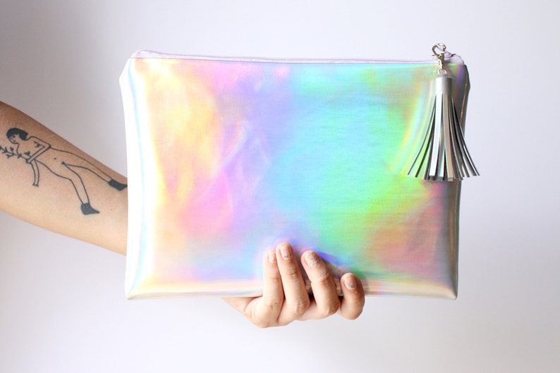 Rainbow Crossbody / Crossbody bag, clutch bag, Mermaid handbag, Holographic bag, iridescent bag, faux leather, Customizable image 1