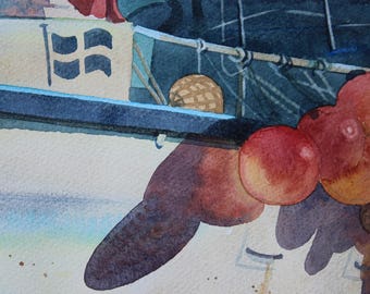 水彩画　長崎港　ホワイトワトソン紙　船　海　漁船　美術　アート　インテリア il_340x270.1372750730_hjfe.jpg