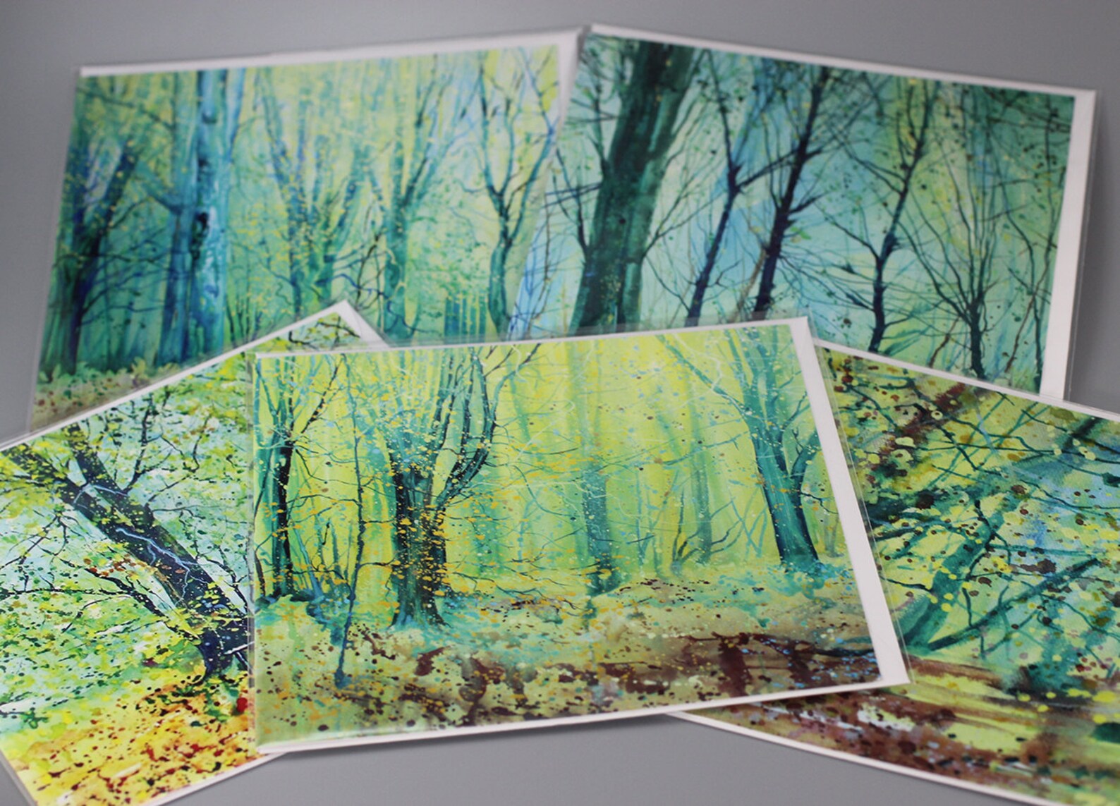 Fine Art card set of 5 woodland art cards from original | Etsy