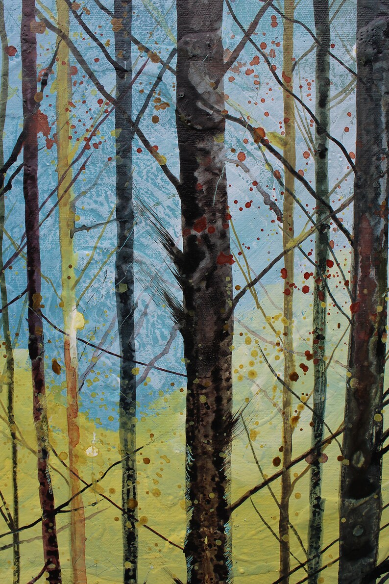 Woodland Painting on Canvas Tree Painting Pine Trees Pine Etsy