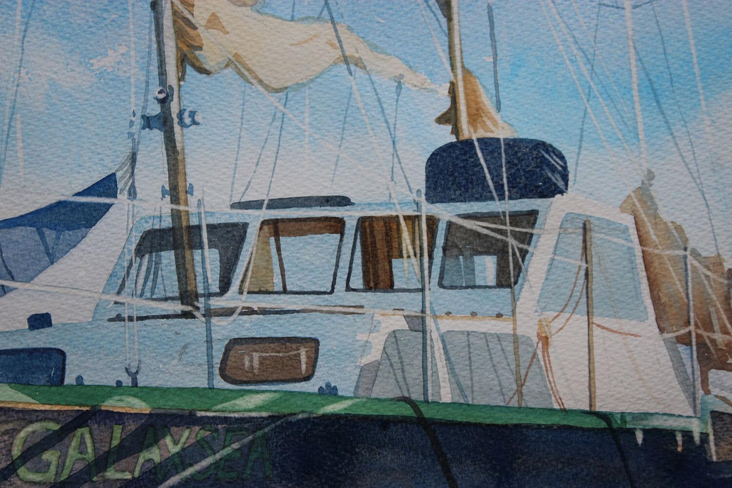 Original boat painting watercolour of boat Cornwall harbour Etsy