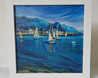 Falmouth Cornwall Framed Canvas Print: Coastal Sailboats Art