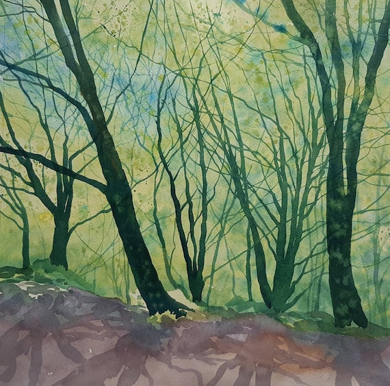 森の住人のために描いたツリー　水彩画 原画 森の住人のために描いたツリー 水彩画 原画