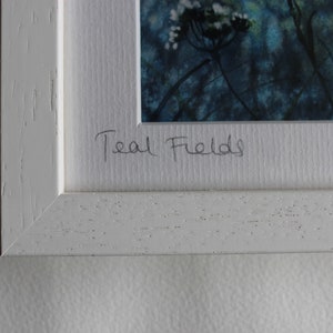 Teal Fields Watercolor Landscape: Framed Hedgerow Art Print immagine 4