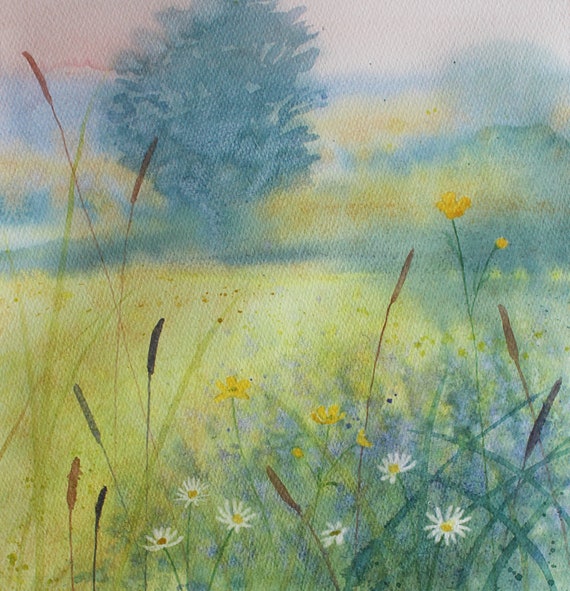 Daisies And Buttercups Flower Watercolour English Countryside Etsy Daisies And Buttercups Flower Watercolour English Countryside Etsy