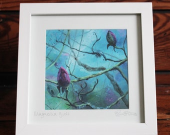 Magnolia Buds Framed Print: Acrylic Ink Spring Flowers