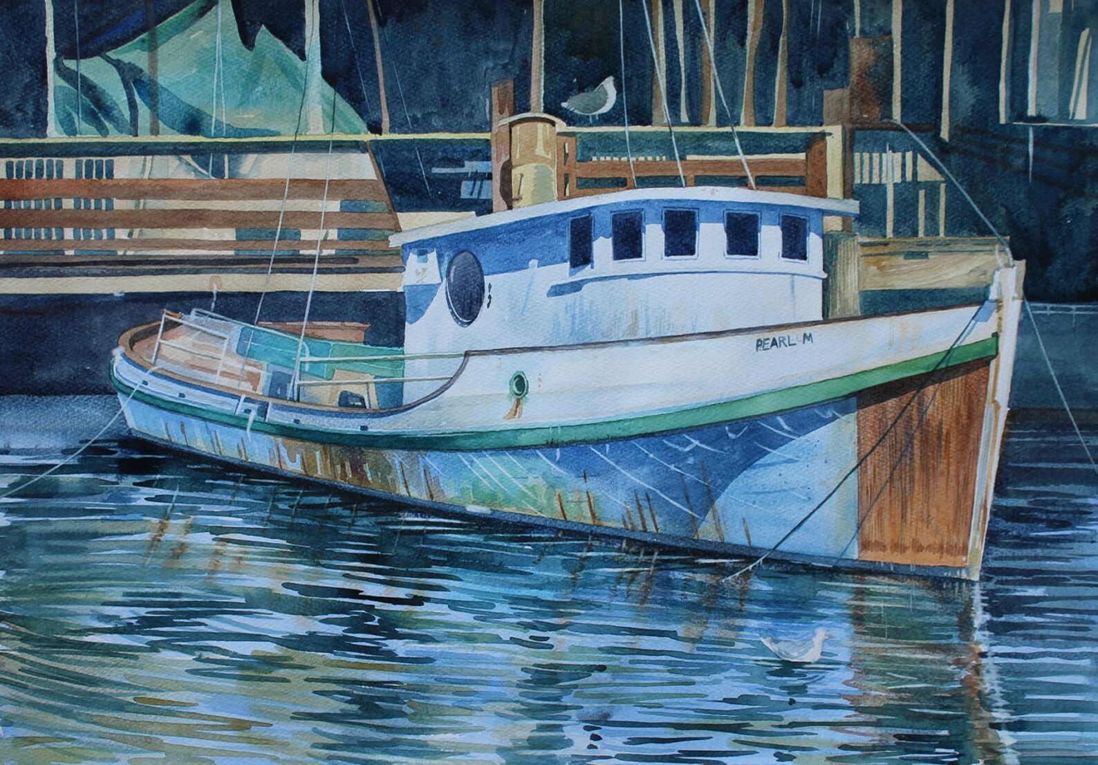 Original Boat Painting, Watercolour of Boat, Harbour Painting of Boat