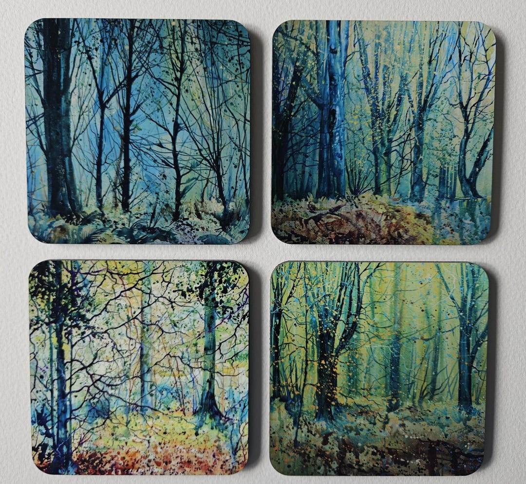 Woodland Art Coasters: Cornish Tree Images, Set of 4 - Etsy
