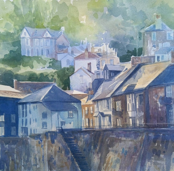 Mousehole Cornwall Watercolour Painting: Cornish Fishing Village Art