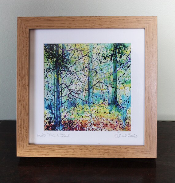 Framed print of trees woodland print autumn tree print Etsy