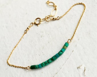 Turquoise bracelet gold filled chain