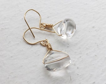 Crystal Nugget Gold Fill Earrings Simple Modern