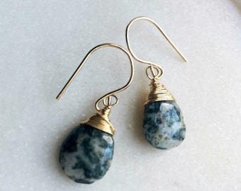 Jasper gold filled earrings with gold filled wire