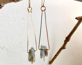 Kyanite Gold Filled Wire Triangle Earrings