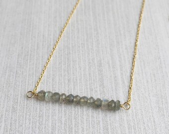 Labradorite necklace gold filled chain