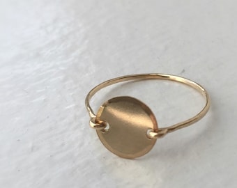 Gold fill Ring with Gold Filled Disc, Modern