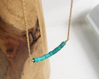 Turquoise necklace gold filled chain