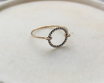 Gold Fill Ring Open Sterling Silver Twisted Circle
