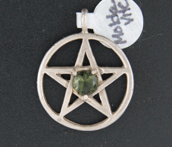 Sterling Silver Moldavite Pentacle Celtic Knot Earrings Sterling Silver Moldavite Pentacle Celtic Knot Earrings