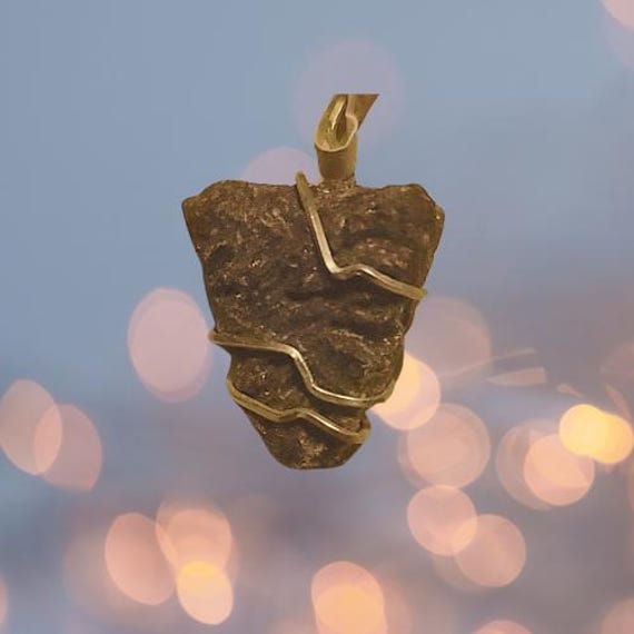 天然モルダバイトワイヤーラップペンダント #2 - Etsy 日本