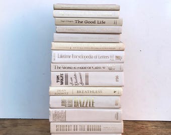 Lot Vintage White Books. BOOK STACK White Book Bundle. Wedding. Party Photo prop. Decor Party Decor. Choose your quantity