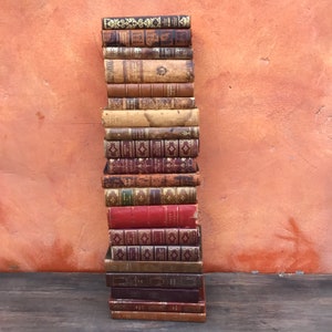 CHOOSE QUANTITY Instant Book Collection. Lot Distressed antique vintage Brown Black Red LEATHER Hardcover Books. Vintage book bundle.